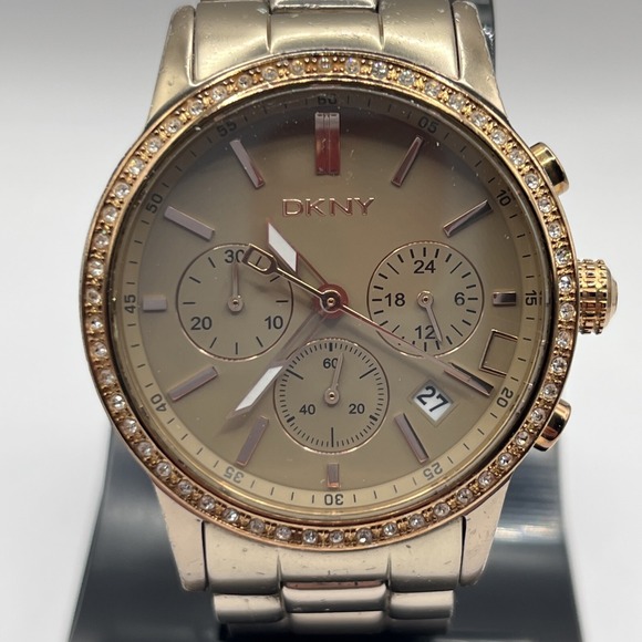 DKNY Chronograph Women's Watch (NY-8324) Crystal Bezel- New Battery - Picture 1 of 5
